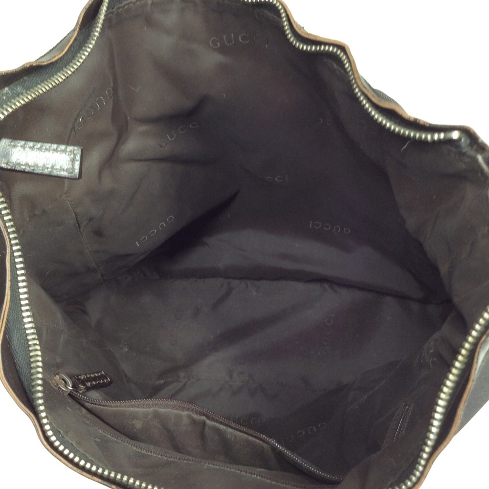 Auth GUCCI Black Nylon Canvas and Leather Tote Shoulder Bag Purse - Picture 14 of 16
